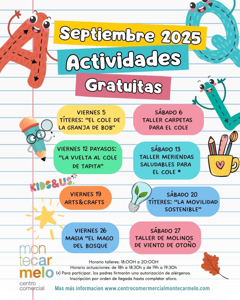 ACTIVIDADES GRATUITAS SEPTIEMBRE 25